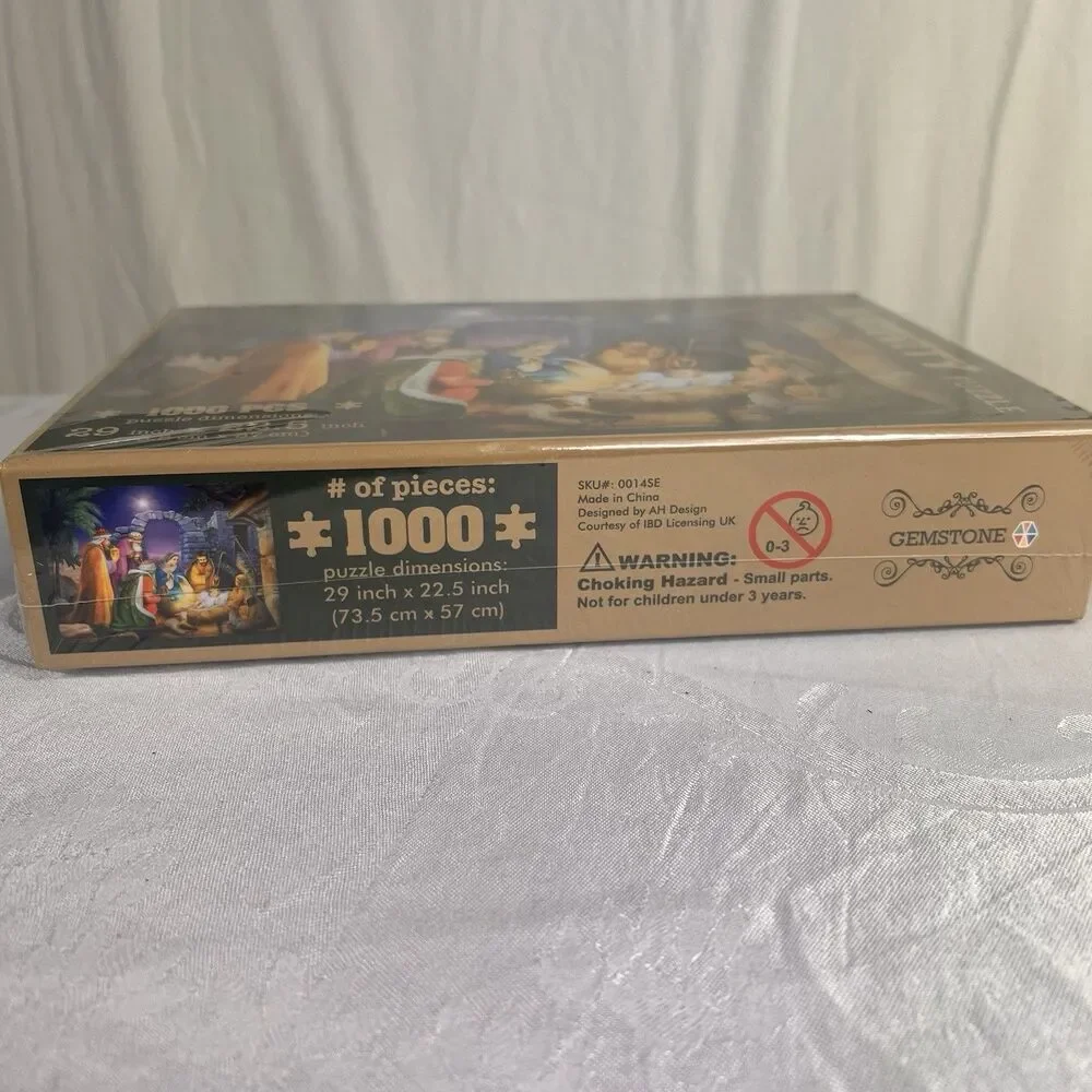 New Nativity Puzzle 1000 Pc Baby Jesus Mary Joseph 29X22.5 Gemstone Christmas